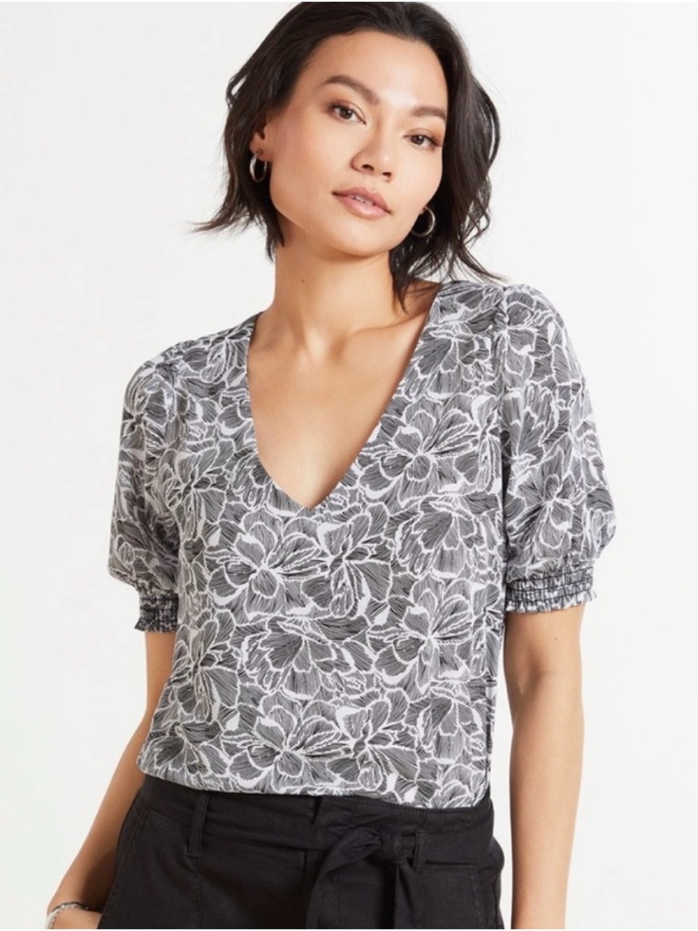 Evereve Gracie Floral Puff Sleeve Blouse